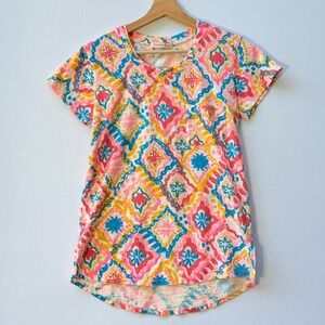 Fresh Produce T-Shirt Top Womens XS Pocket Tee Pink Blue Yellow Bold Print